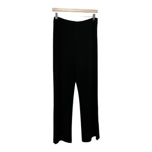 Bali Unstructured Pull On Stretch Wide Leg Palazzo Pant with Button-up Hem Slit